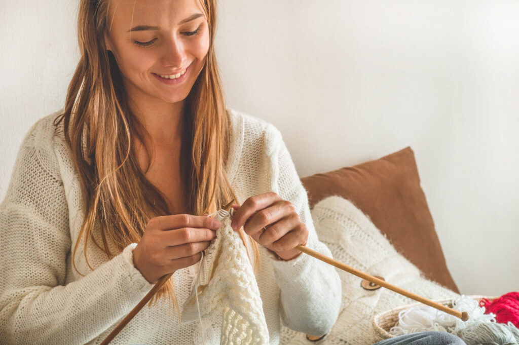 woman knitting